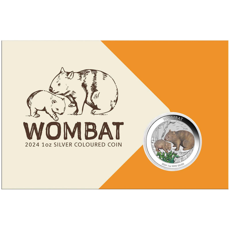 2024 Australian Wombat 1oz Silver Coloured Coin in Card