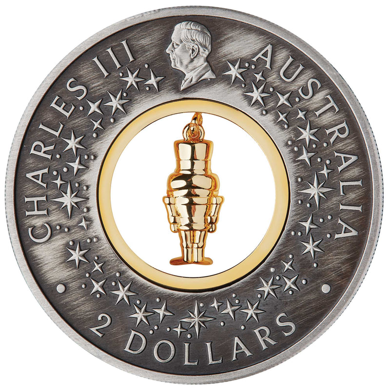 2024 The Christmas Nutcracker 2oz Silver Antiqued Coloured Coin