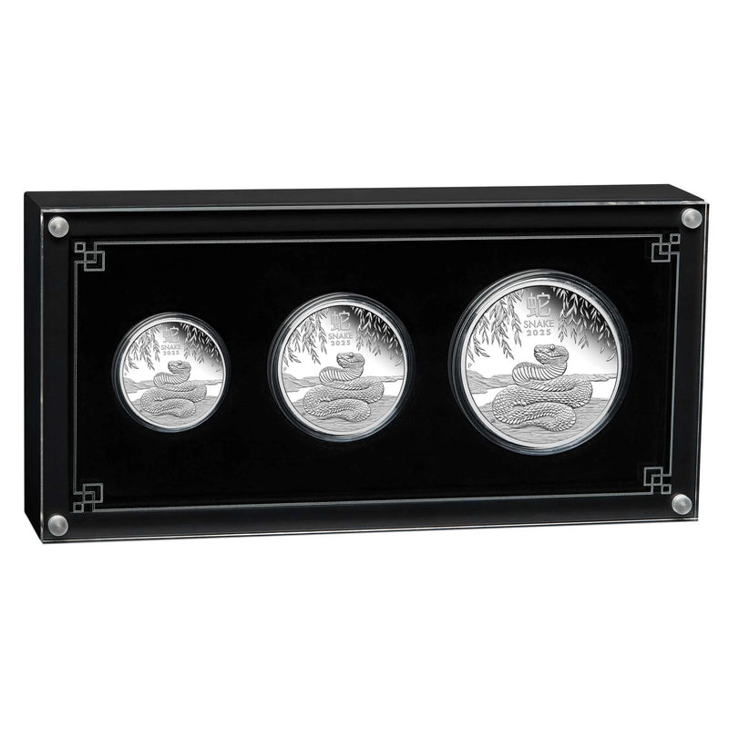 2025 Australian Lunar Series Year of the Snake Silver Proof Three-Coin Set