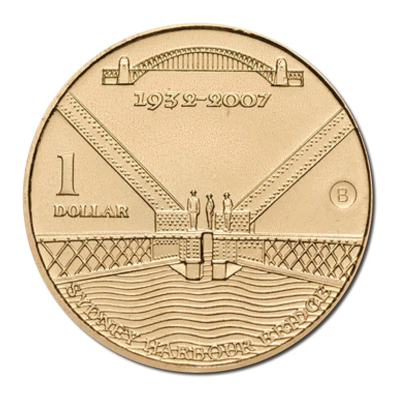 2007 $1 75th Anniversary of the Harbour Bridge B Mint Mark Uncirculated Coin