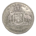 1951 Australian Silver One Florin Coin