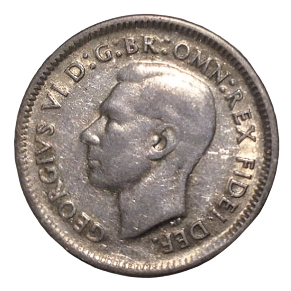 1951 Australian Silver 6-Pence Coin