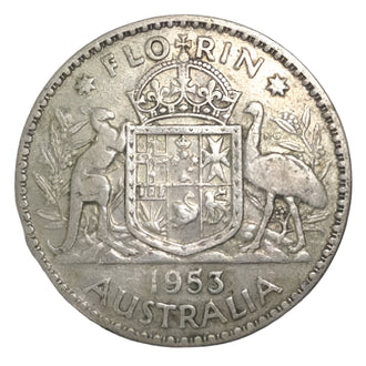 1953 Australian Silver One Florin Coin