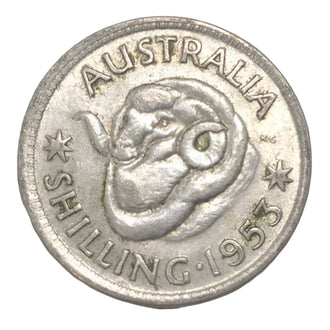 1953 Australian Silver One Shilling Coin
