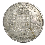 1954 Australian Silver One Florin Coin