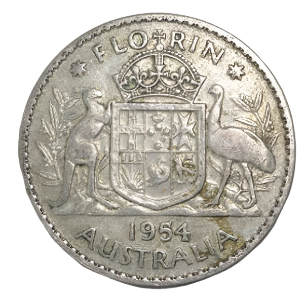1954 Australian Silver One Florin Coin