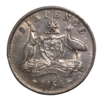 1954 Australian Silver 6-Pence Coin