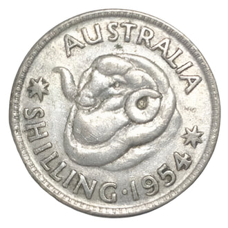 1954 Australian Silver One Shilling Coin