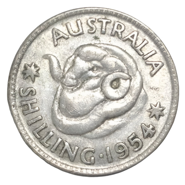 1954 Australian Silver One Shilling Coin