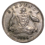1956 Australian Silver 6-Pence Coin
