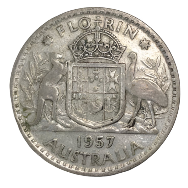 1957 Australian Silver One Florin Coin