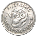 1958 Australian Silver One Shilling Coin