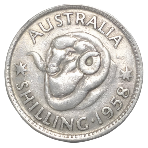1958 Australian Silver One Shilling Coin