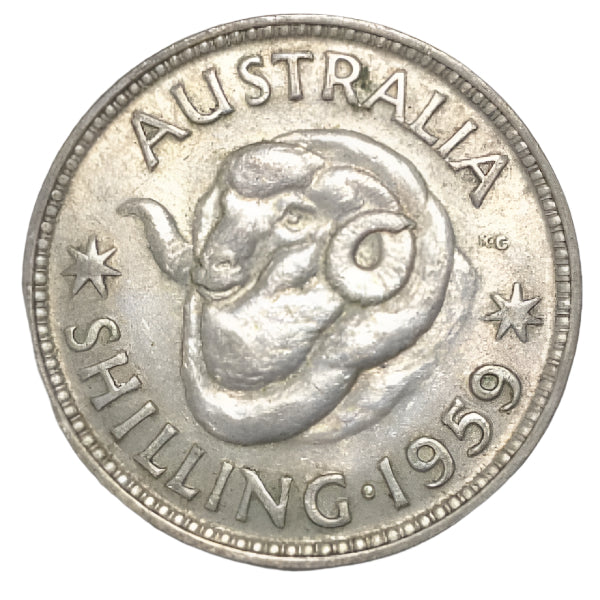 1959 Australian Silver One Shilling Coin