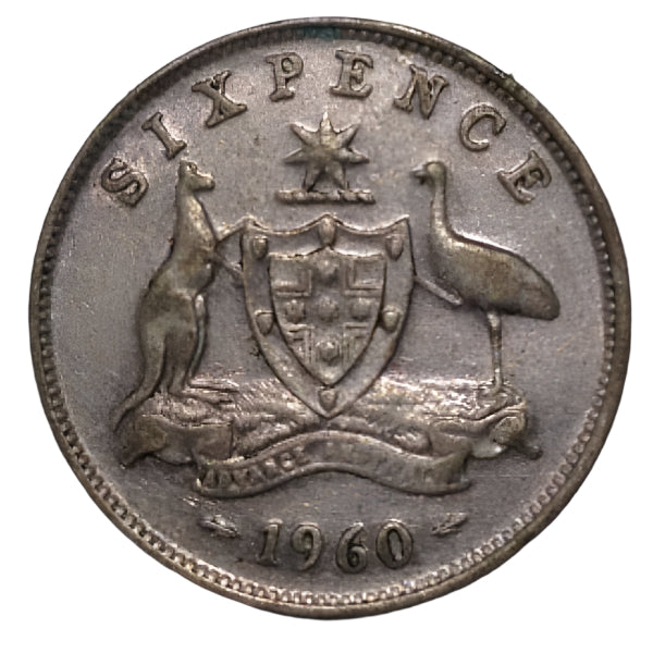 1960 Australian Silver 6-Pence Coin