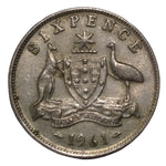 1961 Australian Silver 6-Pence Coin