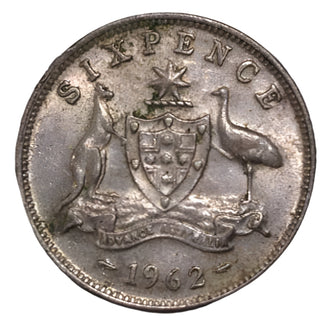 1962 Australian Silver 6-Pence Coin
