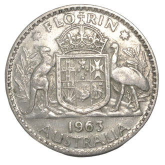 1963 Australian Silver One Florin Coin