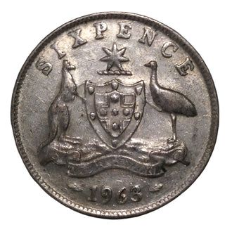 1963 Australian Silver 6-Pence Coin