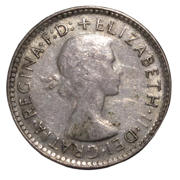 1959 Australian Silver 6-Pence Coin