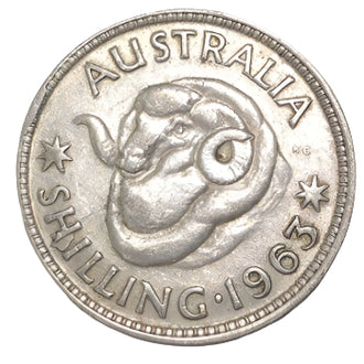 1963 Australian Silver One Shilling Coin