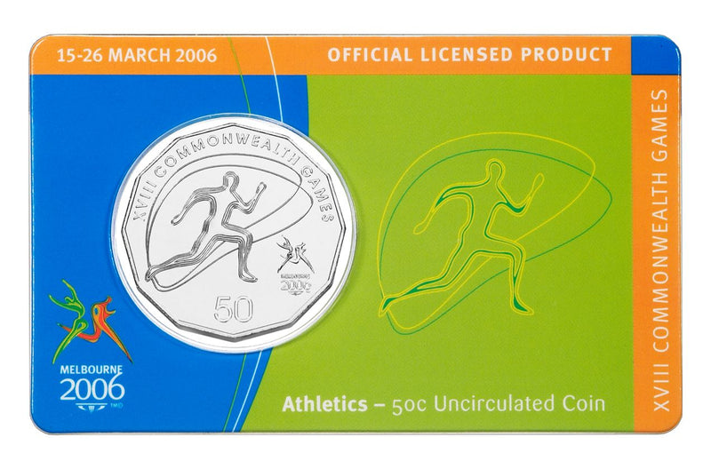 2006 50c Melbourne Commonwealth Games Uncirculated Coin - Athletics