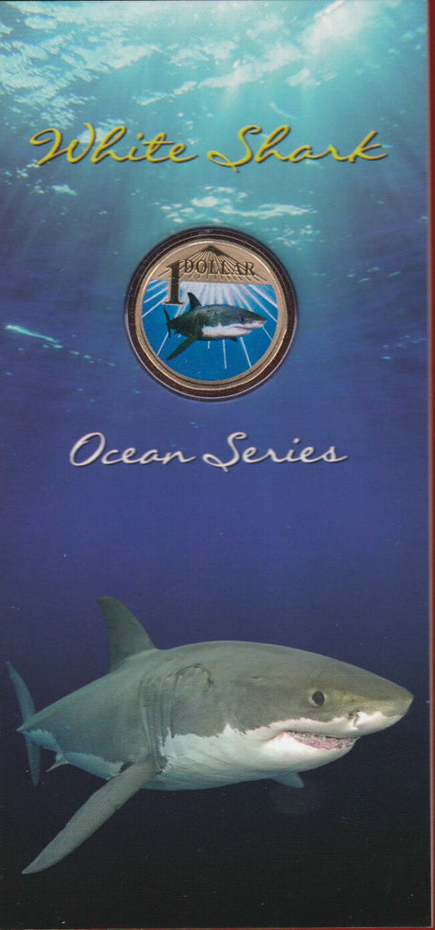 2007 $1 Australian Coloured Ocean Series Uncirculated Coin - White Shark