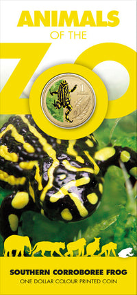 2012 $1 Australian Coloured Zoo Animal Series Uncirculated Coin - Southern Corroboree Frog