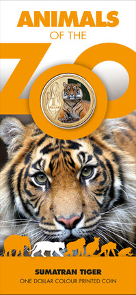 2012 $1 Australian Coloured Zoo Animal Series Uncirculated Coin - Sumatran Tiger