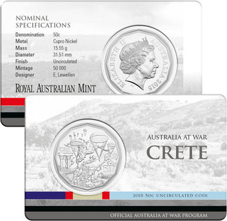 2015 50c Australia At War Uncirculated Coin - Crete