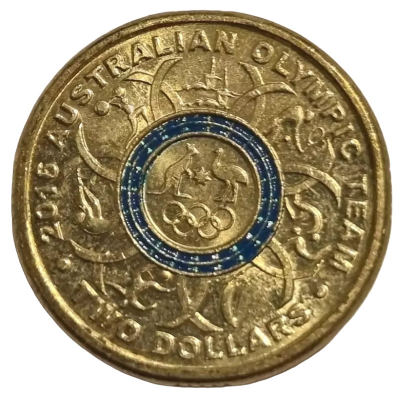 2016 $2 Rio Olympics Blue Coloured Circulated Coin