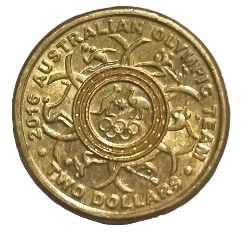 2016 $2 Rio Olympics Yellow Coloured Circulated Coin