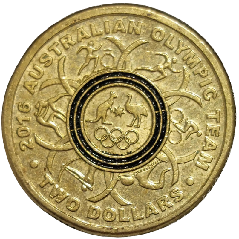2016 $2 Rio Olympics Black Coloured Circulated Coin