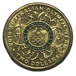 2016 $2 Rio Olympics Green Coloured Circulated Coin