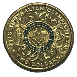 2016 $2 Rio Olympics Green Coloured Circulated Coin