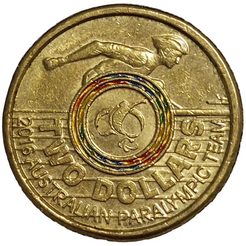 2016 $2 Rio Paralympics Coloured Circulated Coin