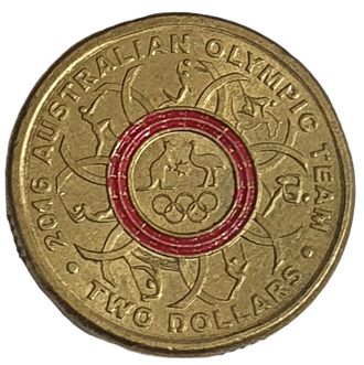 2016 $2 Rio Olympics Red Coloured Circulated Coin