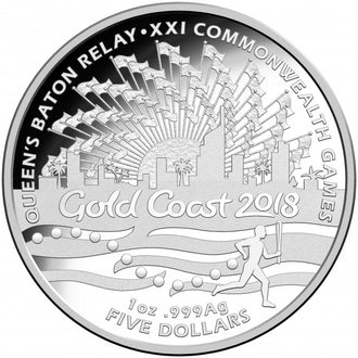 2017 Gold Coast Commonwealth Games Queens Baton Relay Silver Proof Coin