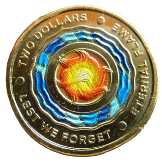 2018 $2 Lest We Forget Coloured Circulated Coin