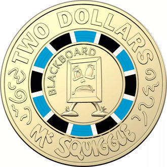 2019 $2 Mr Squiggle Coloured Circulated Coin - Black Board