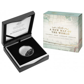 2019 $5 Domed 1oz Silver Coin 1626 A New Map of the World