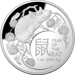 2020 Year of the Rat 1oz Silver Domed Proof Coin