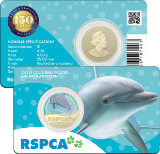 2021 $1 Australian RSPCA Coloured Uncirculated Coin - Dophin