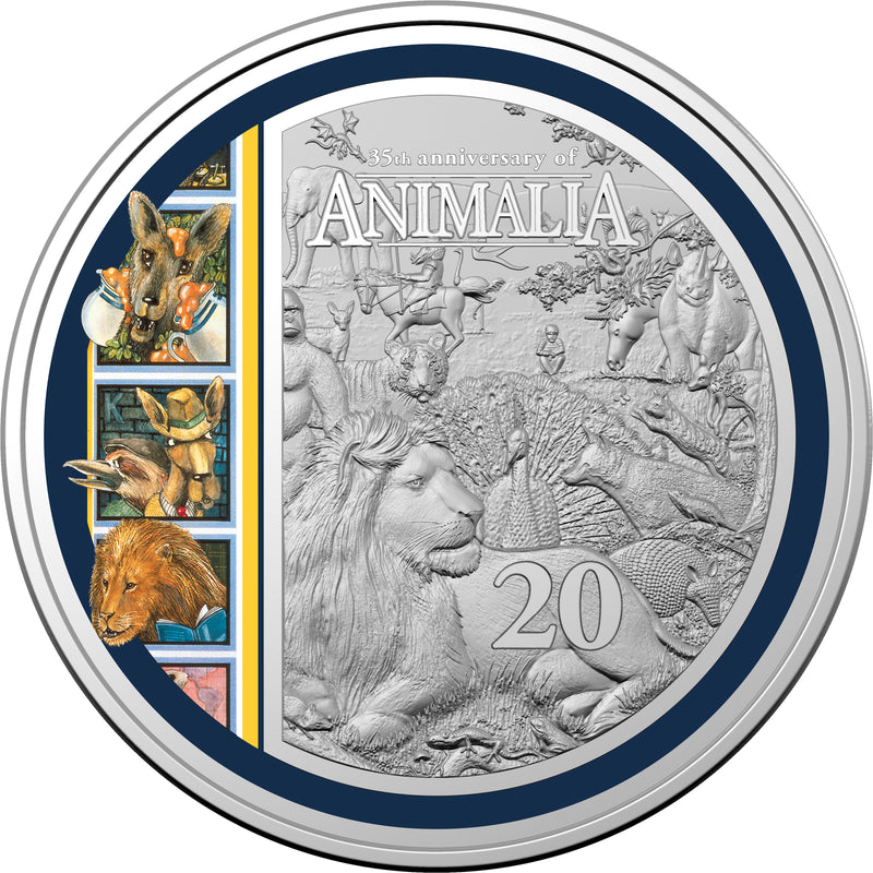 2021 20c 35th Anniversary of Animalia Coloured Uncirculated Coin