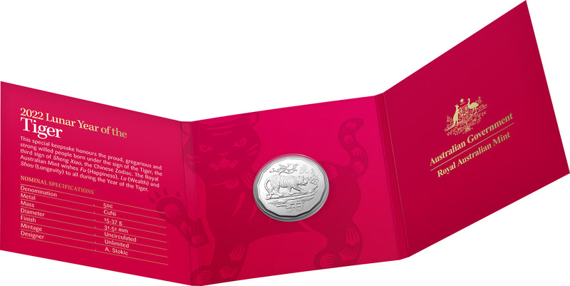 2022 Year of the Tiger 50c Tetra-Decagon Uncirculated Coin
