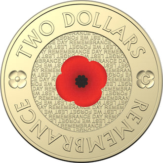 2022 $2 Australian Remembrance Day Red Poppy C-Mintmark Coin