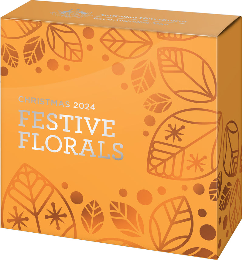 2024 Christmas Festive Florals 50c Coloured Fine Silver Proof Coin