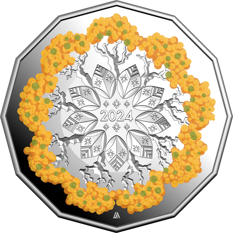 2024 Christmas Festive Florals 50c Coloured Fine Silver Proof Coin