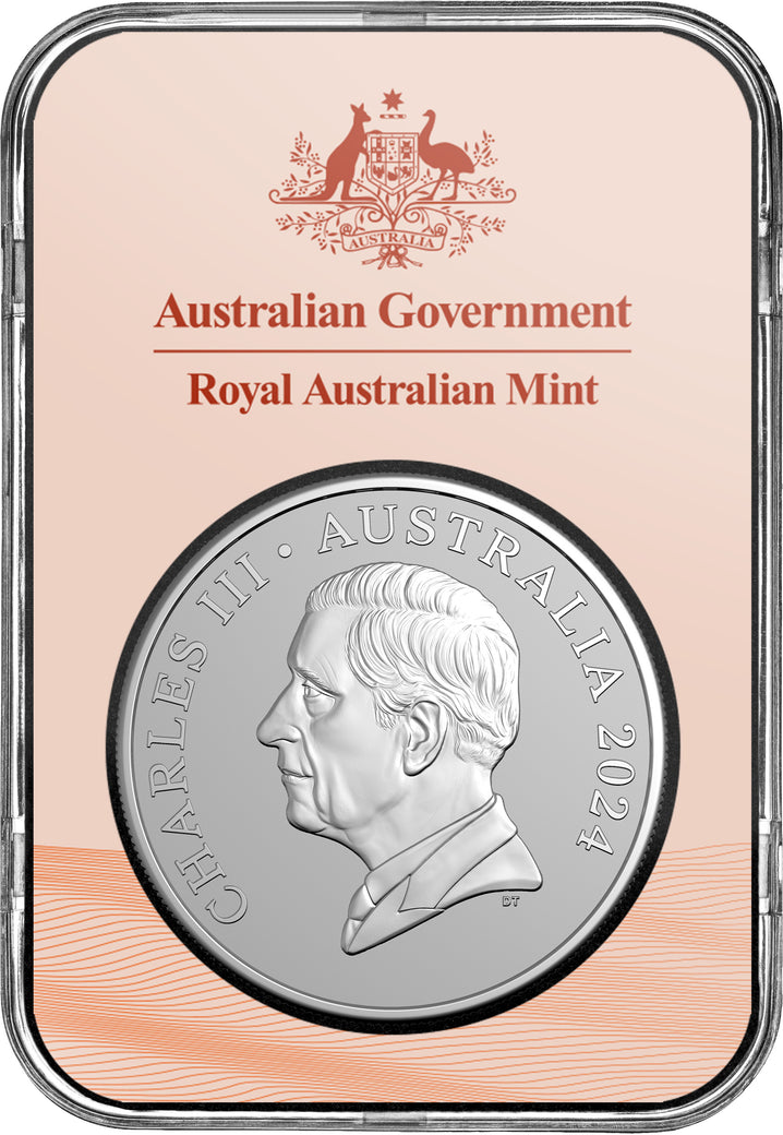 2024 Australia 1 oz Frosted Silver Uncirculated Coin Kangaroo Desert Life