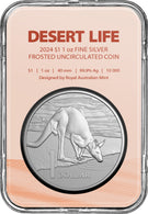 2024 Australia 1 oz Frosted Silver Uncirculated Coin Kangaroo Desert Life